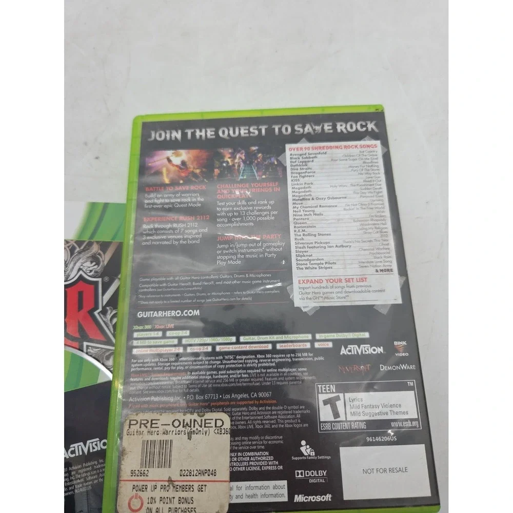 Guitar Hero: Warriors of Rock (Xbox 360, 2010) Complete CIB w/Manual Tested